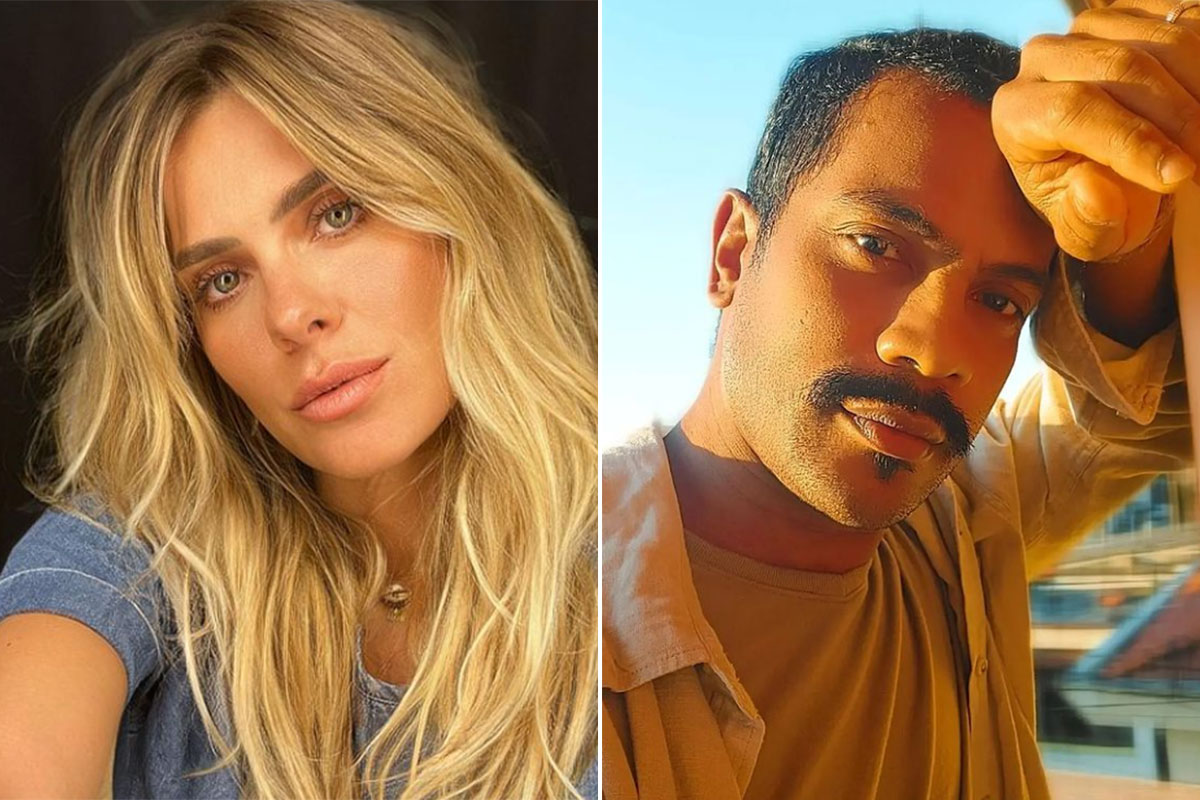 Selfie de Carolina Dieckmann e retrato de Samuel Dias, em dia de sol