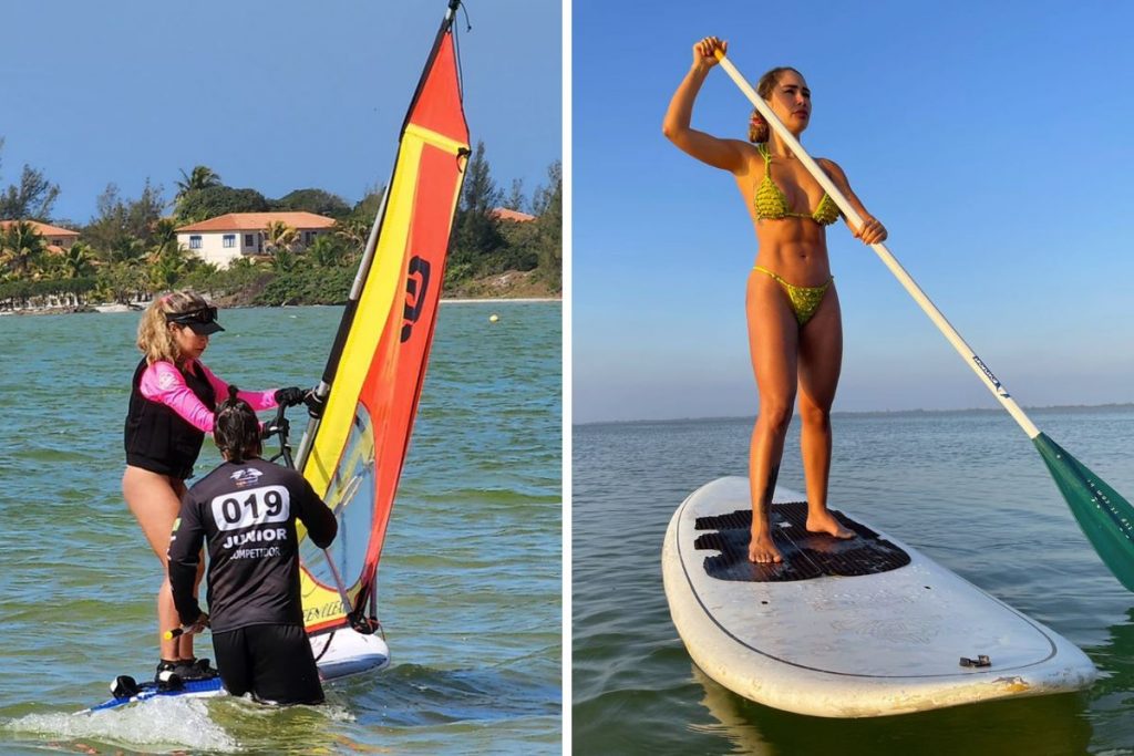 Jake Leal praticando windsurf e standup