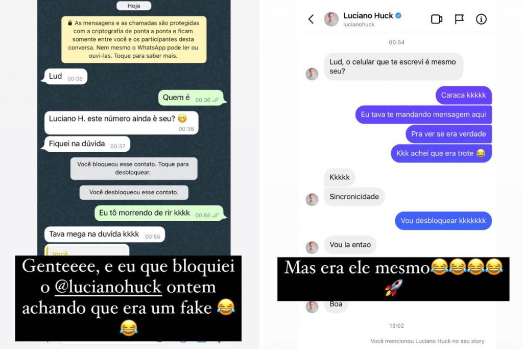 Ludmilla mostra conversa com Luciano Huck