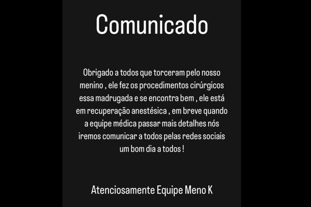 Comunicado da equipe de Mc Meno K