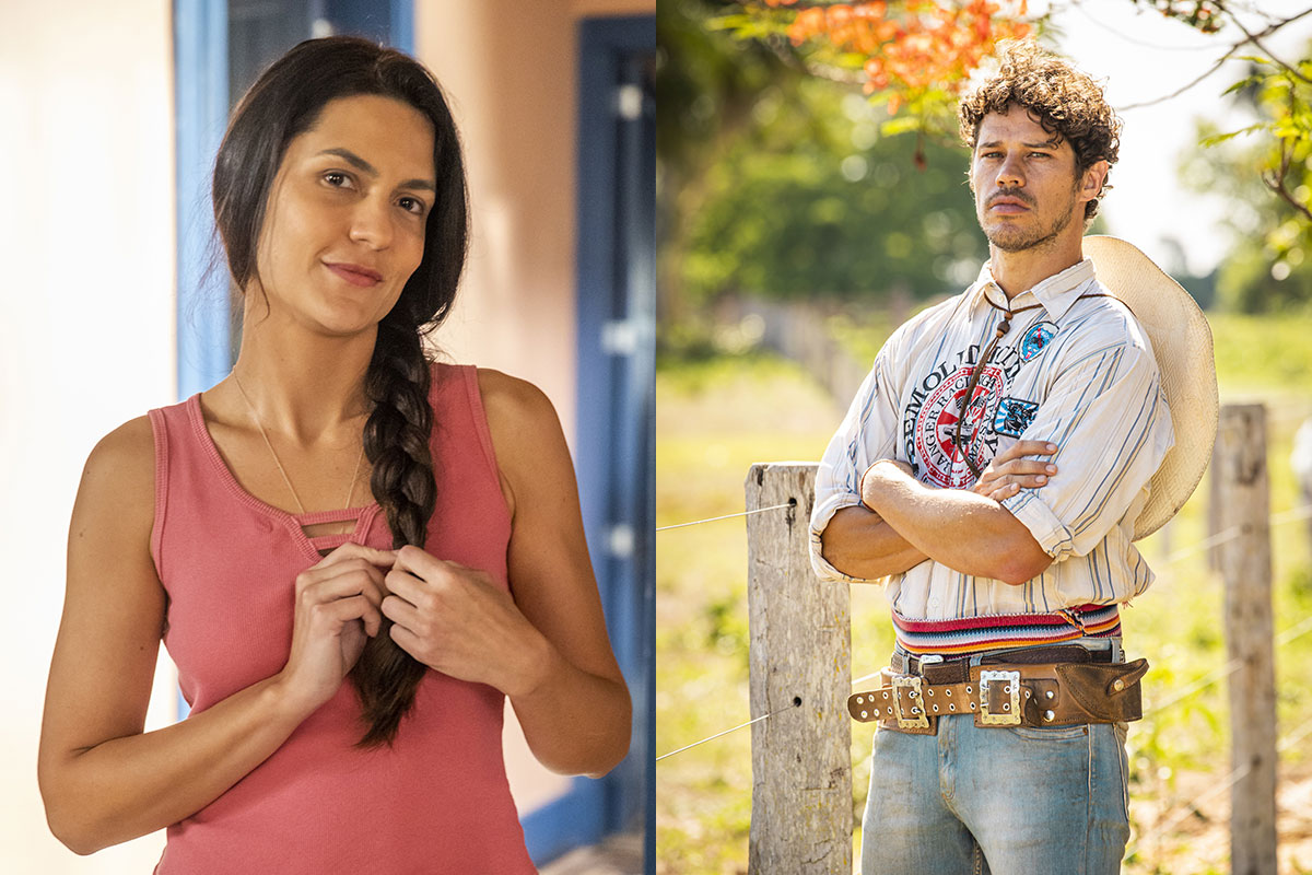 Zefa (Paula Barbosa) e Tadeu (José Loreto) em Pantanal