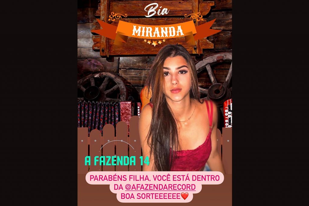 Jenny Miranda torce por Bia Miranda em A Fazenda