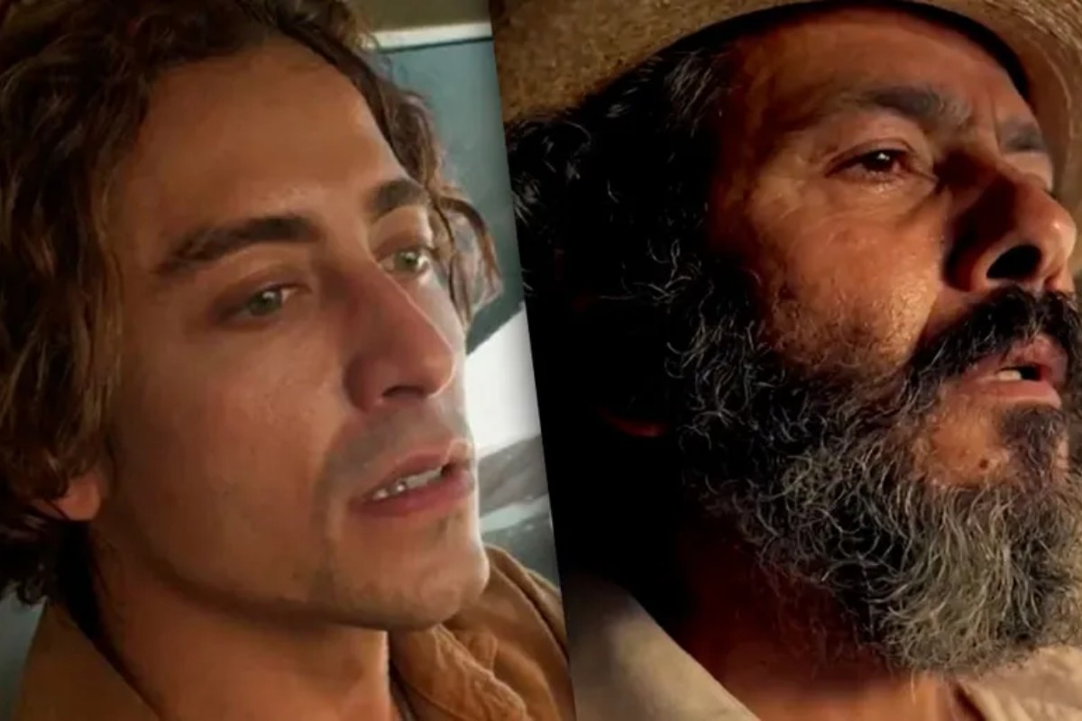 jove (jesuíta barbosa) e josé leôncio (marcos palmeira) assustados em voo em pantanal