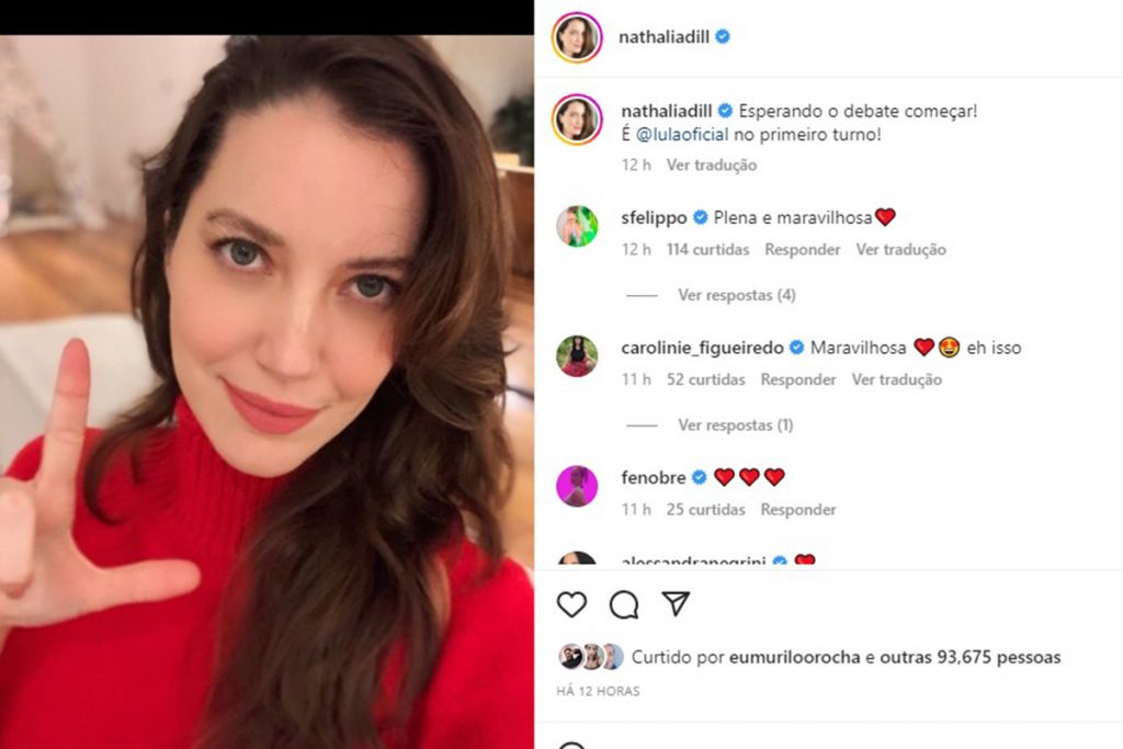 Nathalia Dill declara voto em Lula