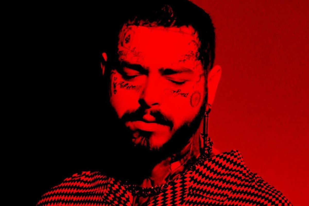 post malone em arte vermelha e preta