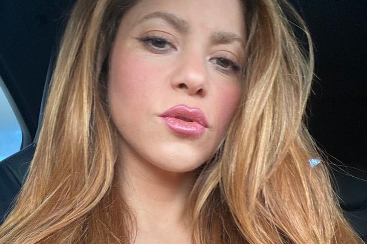 shakira posando em selfie no banco de carro