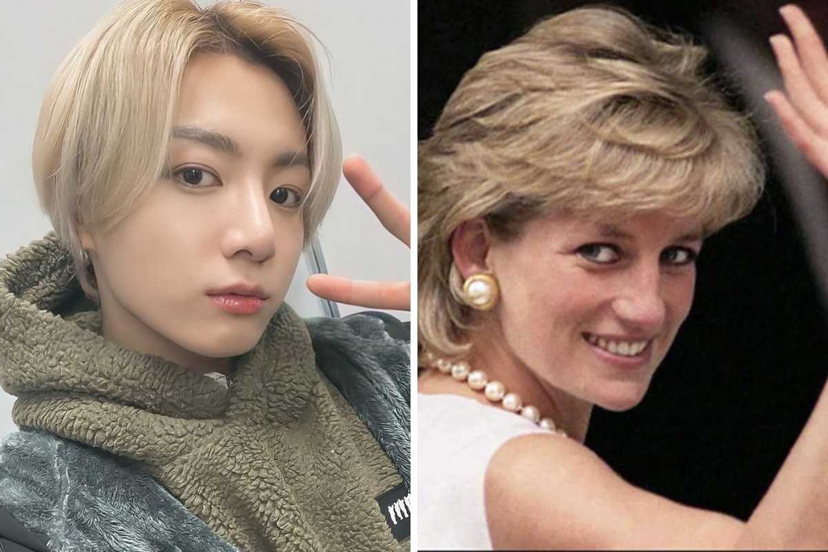 Jungkook, do BTS, e princesa Diana posando para foto