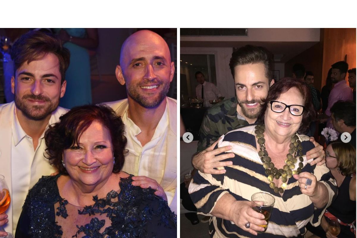 Thales Bretas e Dona Déa Lúcia, mãe de Paulo Gustavo, abraçados