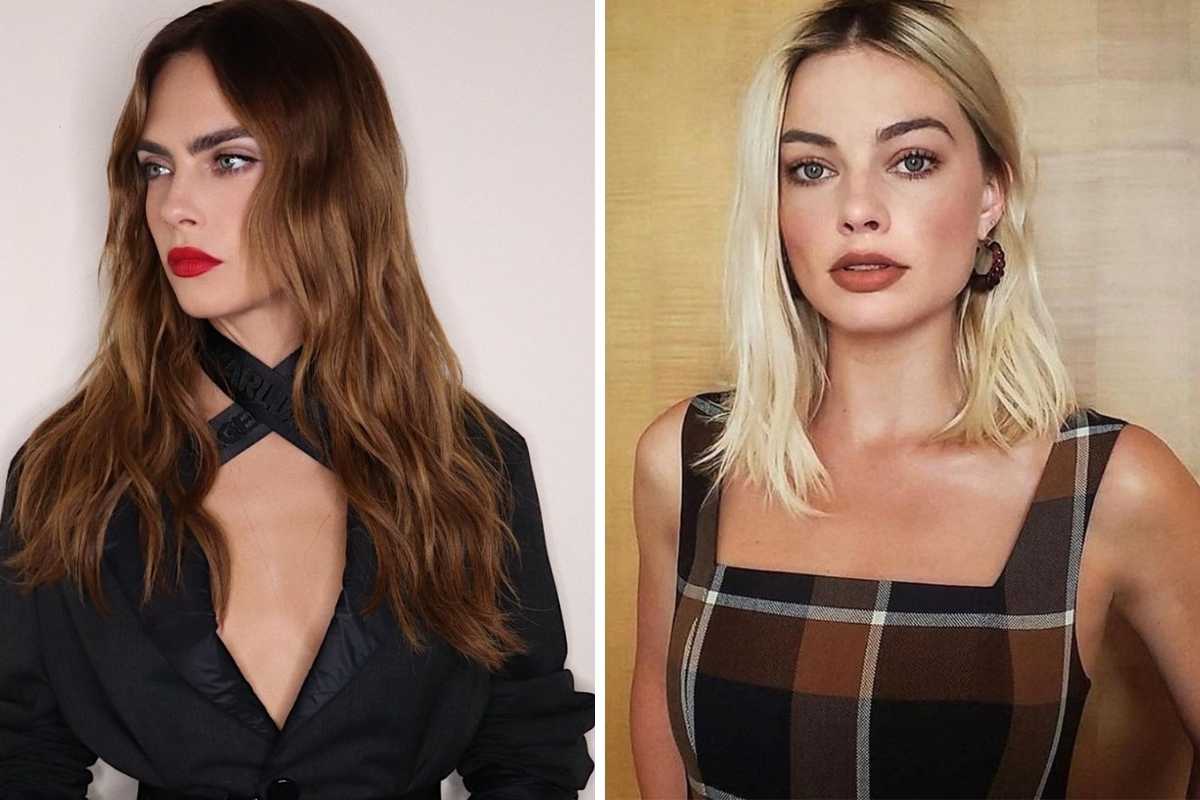 fotomontagem de retratos de cara delevingne e margot robbie