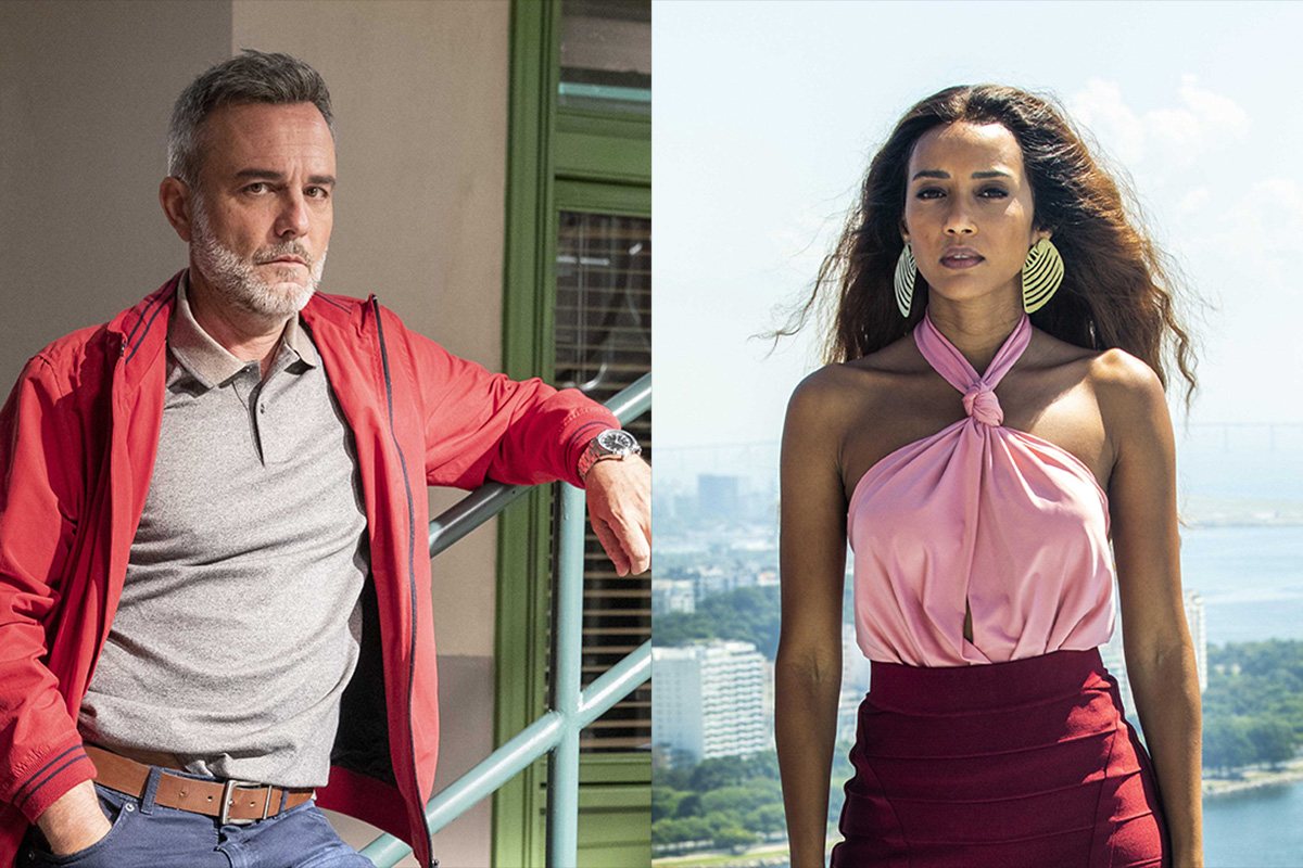 Gustavo (Marcelo Valle) e Clarice (Taís Araújo) em Cara e Coragem