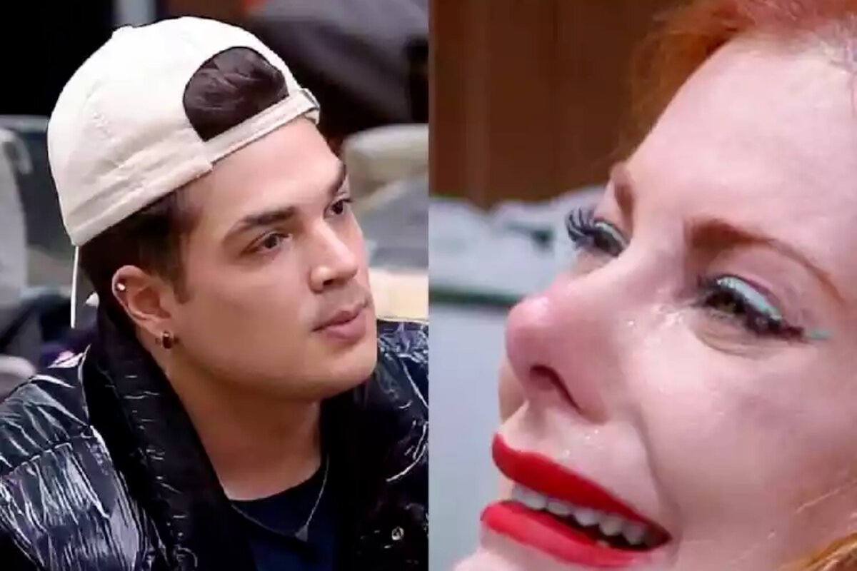 Lucas Santos de boné branco e jaqueta preta - Deborah Albuquerque chorando