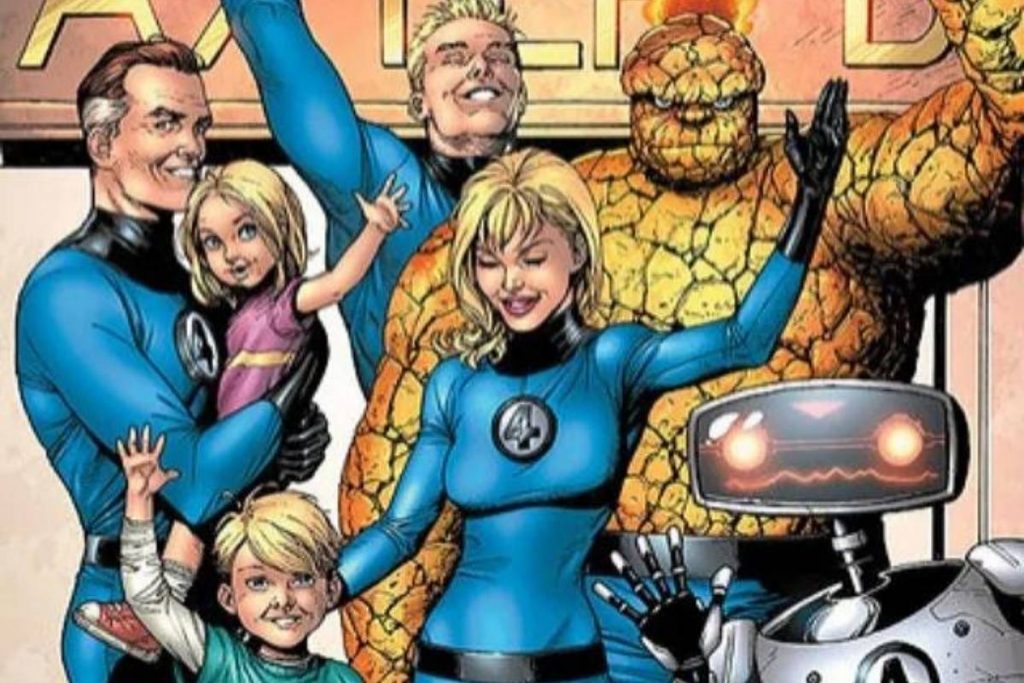 Quarteto Fantástico reunido com Valéria e Franklin Richards