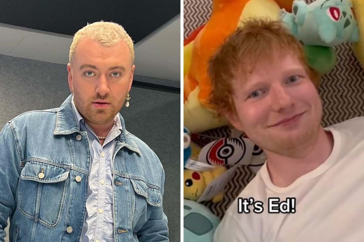 Sam Smith e Ed Sheeran posando para foto