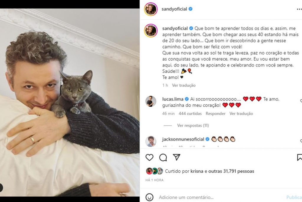 Sandy se declara para o marido Lucas Lima