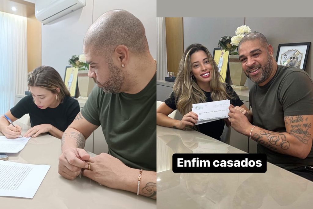 Adriano Imperador se casa com Micaela Mesquita no civil