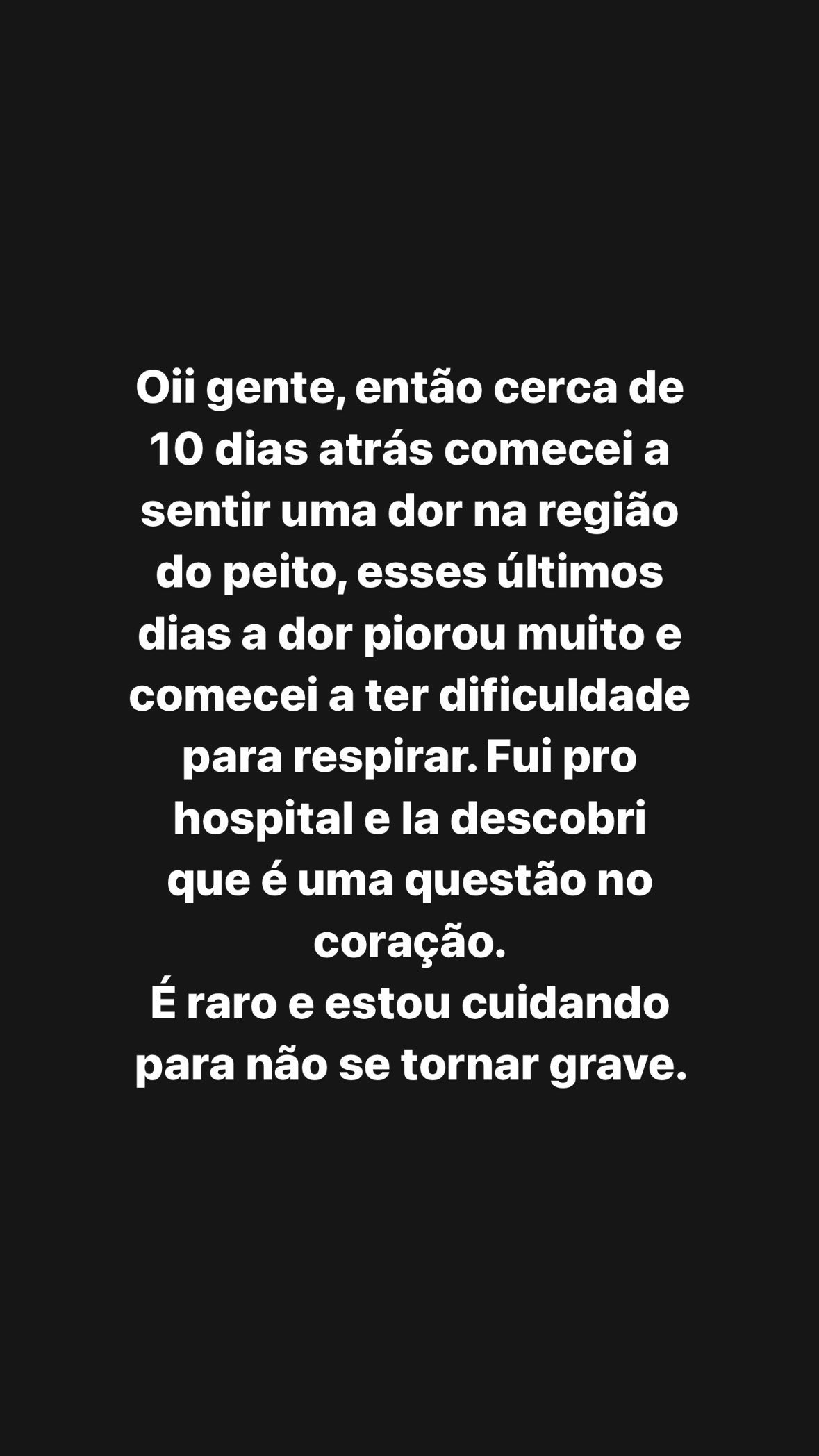 Eliezer divulgou o diagnóstico mas tranquilizou os seguidores afirmando que, apesar de raro, seu quadro não é grave. (Reprodução/Instagram)