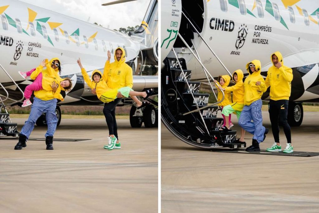 Família embarca para Copa