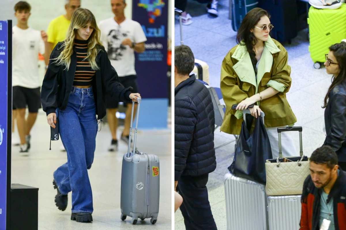 isabella santoni e isabelle drumond em aeroporto santos dumont após ter voo cancelado