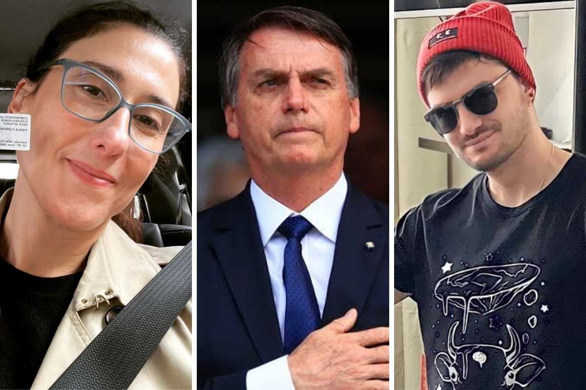 fotomontagem de retratos de paola carosella, jair bolsonaro e felipe neto