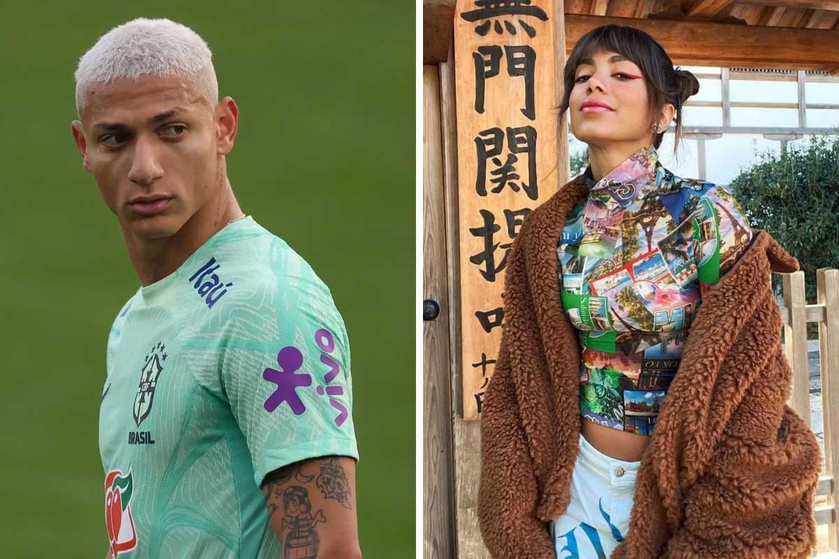 fotomontagem de retratos de richarlison e anitta