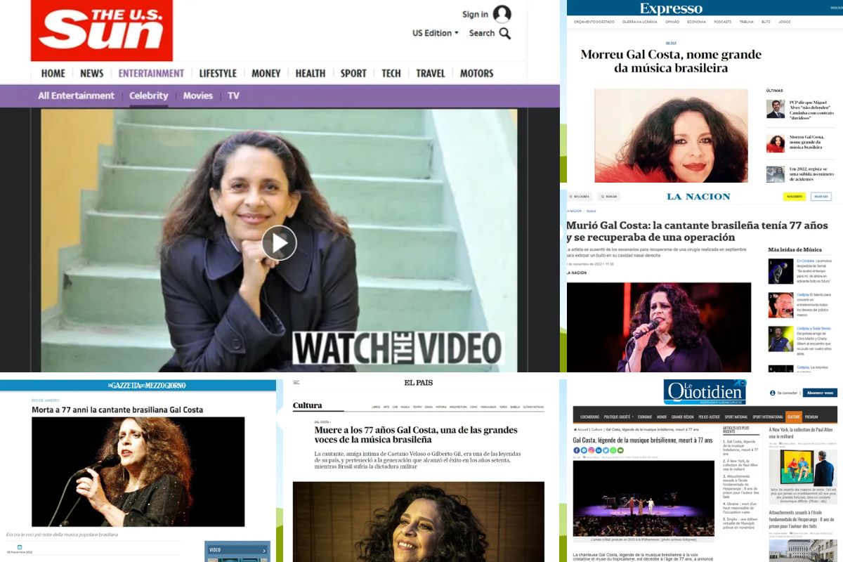 Fotomontagem capas de jornal internacional, Gal Costa