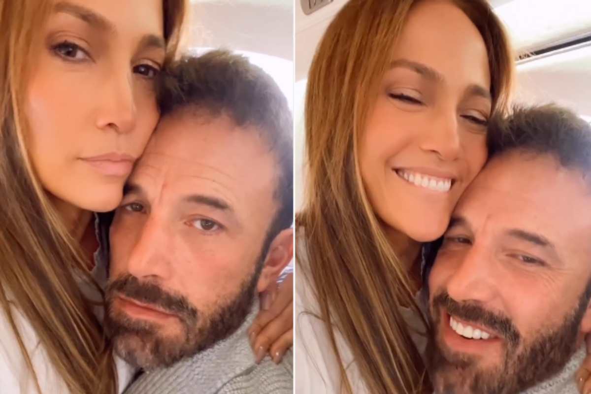 Jennifer Lopez e Ben Affleck em avião