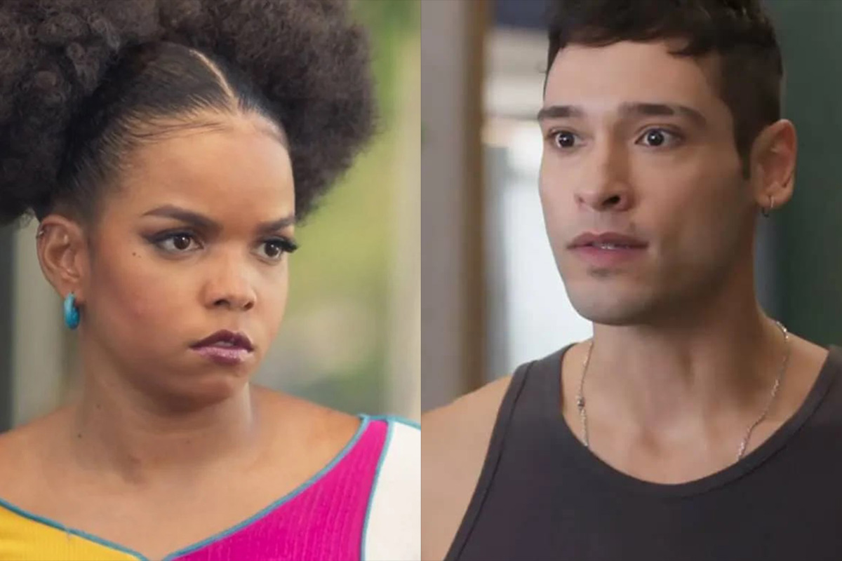 Jéssica (Jennifer Nascimento) e Renan (Bruno Fagundes) em Cara e Coragem