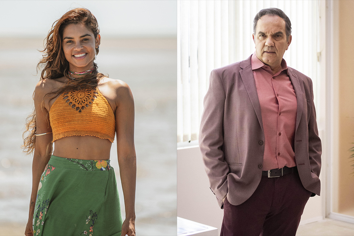 Brisa (Lucy Alves) e Guerra (Humberto Martins) em Travessia