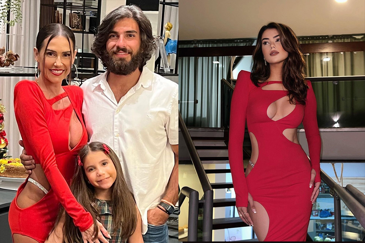 Fotomontagem Deborah Secco, Hugo Moura, Maria Flor e Eslovênia Marques