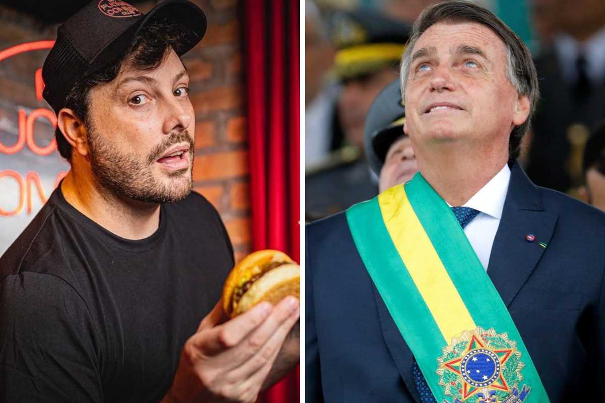 fotomontagem de retratos de danilo gentili e jair bolsonaro