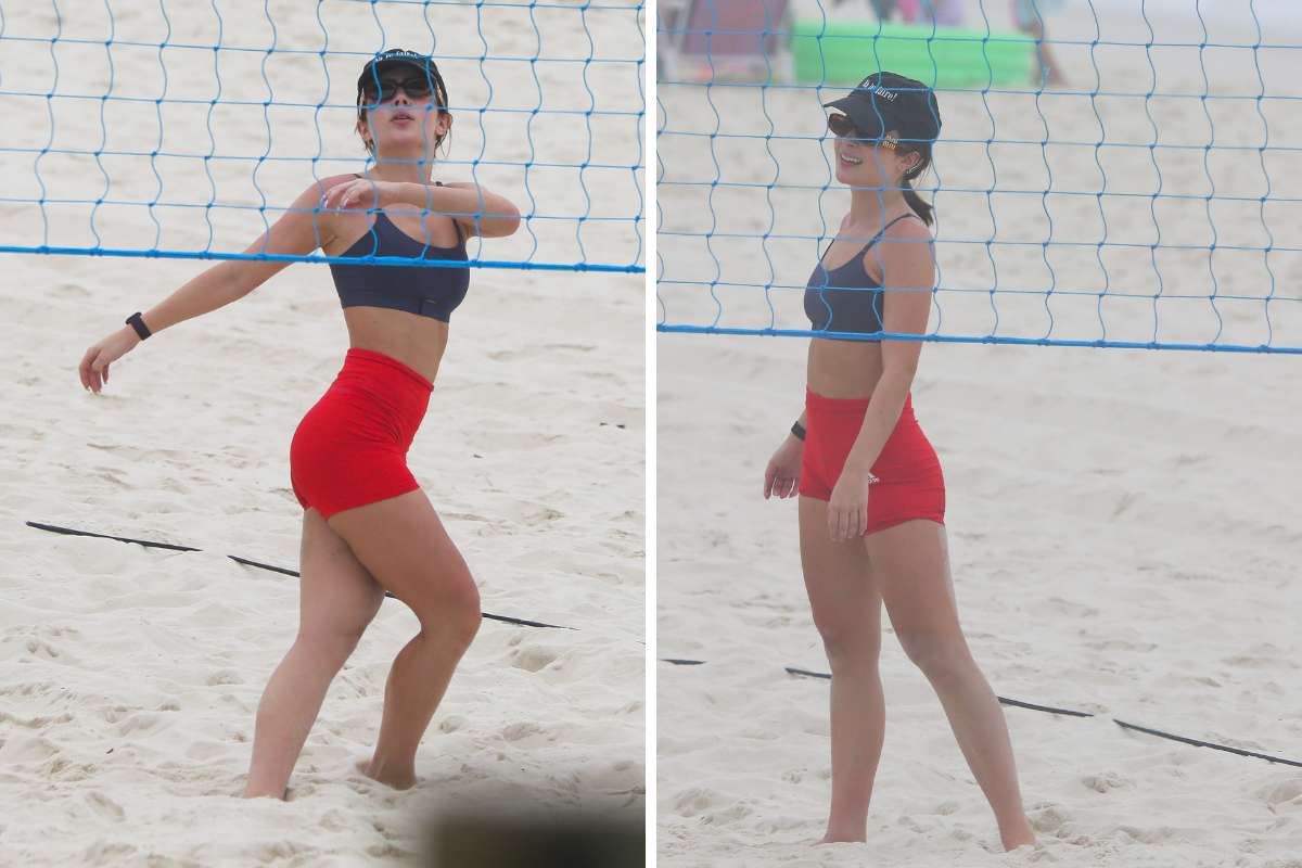 Jade Picon joga futevôlei em tarde de sol no Rio