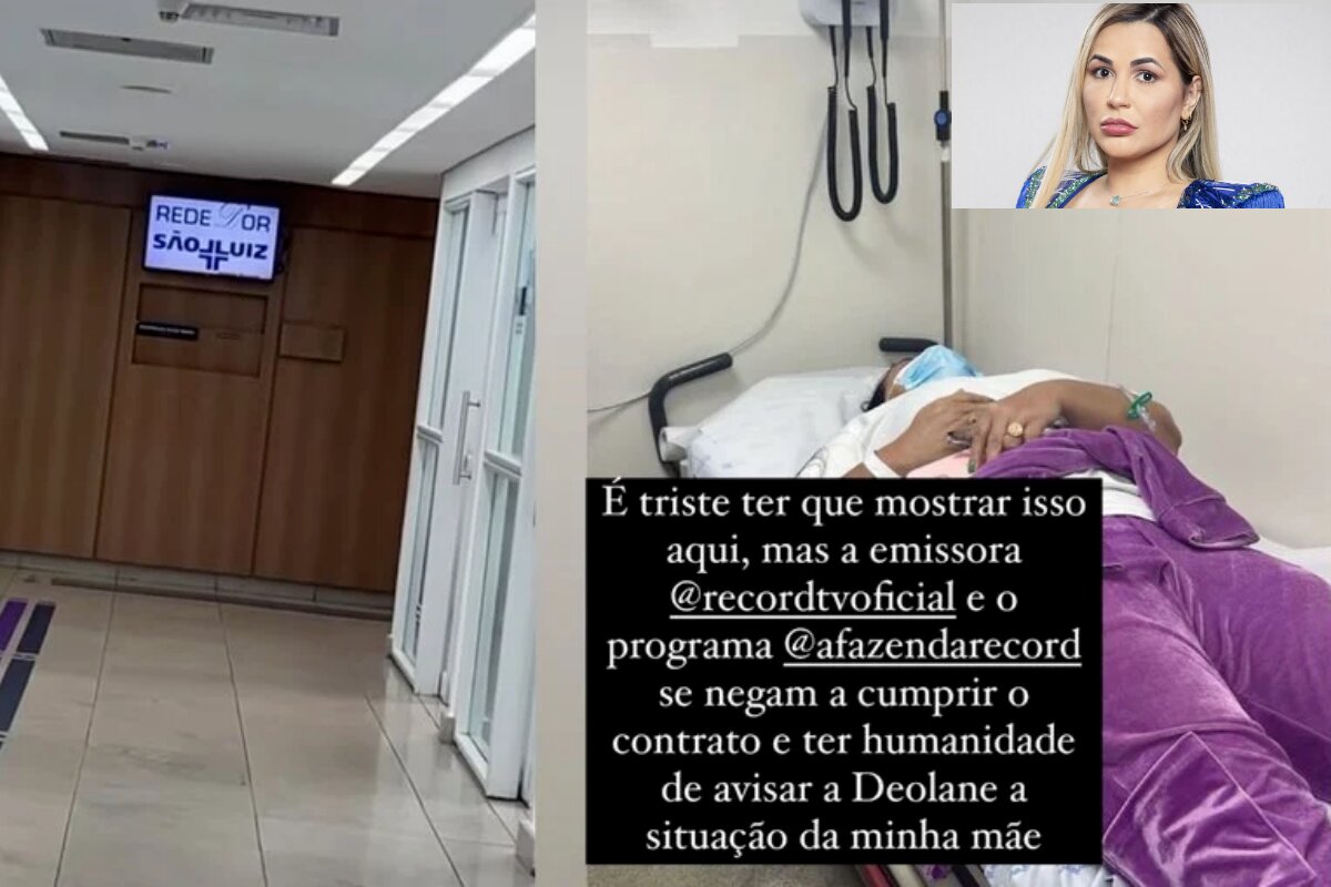 Mãe de Deolane no hospital, deita na na cama