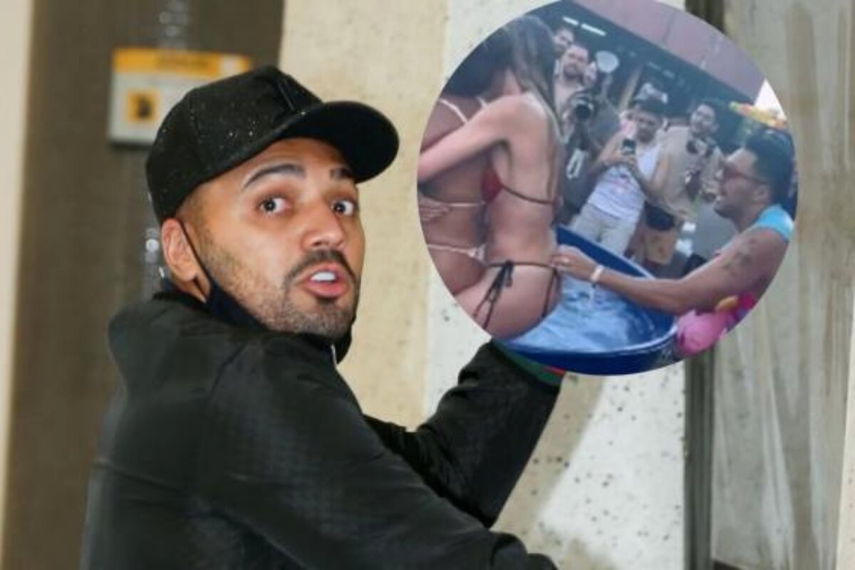 Detalhe de Tirullipa tirando biquíni de mulheres na Farofa da Gkay