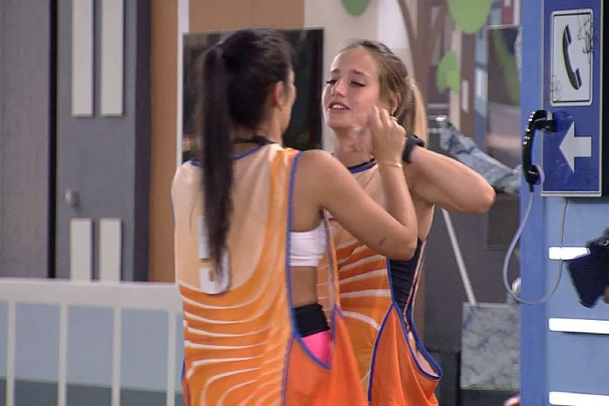 bruna e larissa ganhando o líder no bbb23