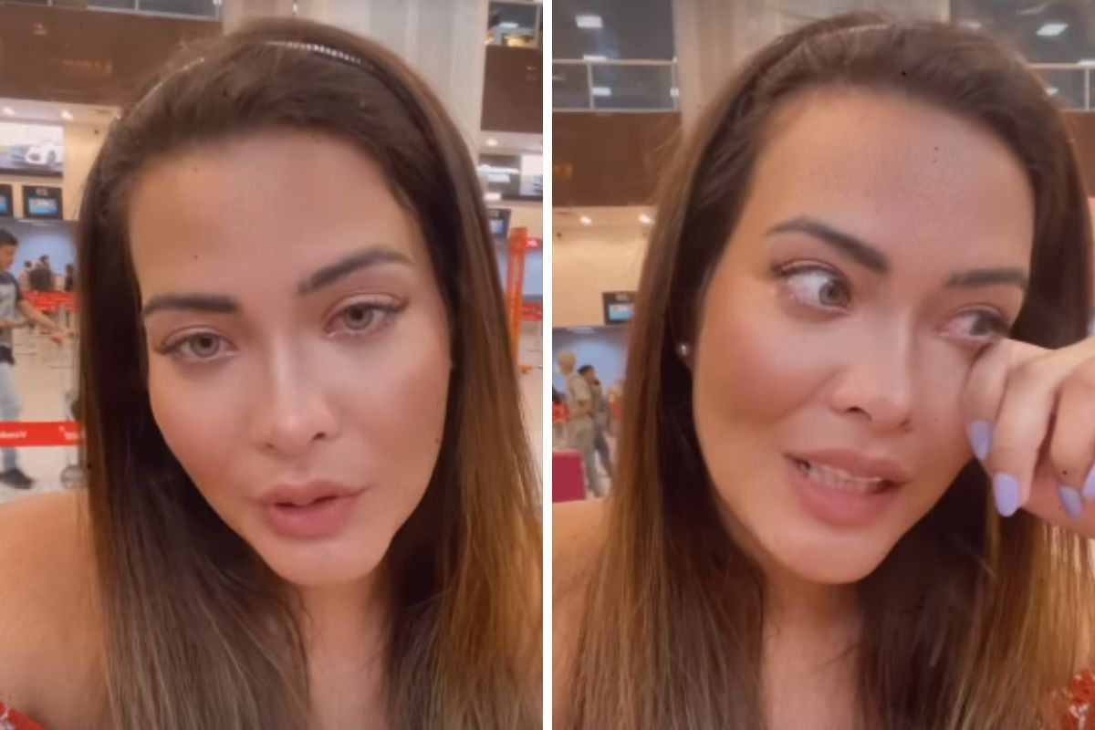 Geisy Arruda chorando em aeroporto