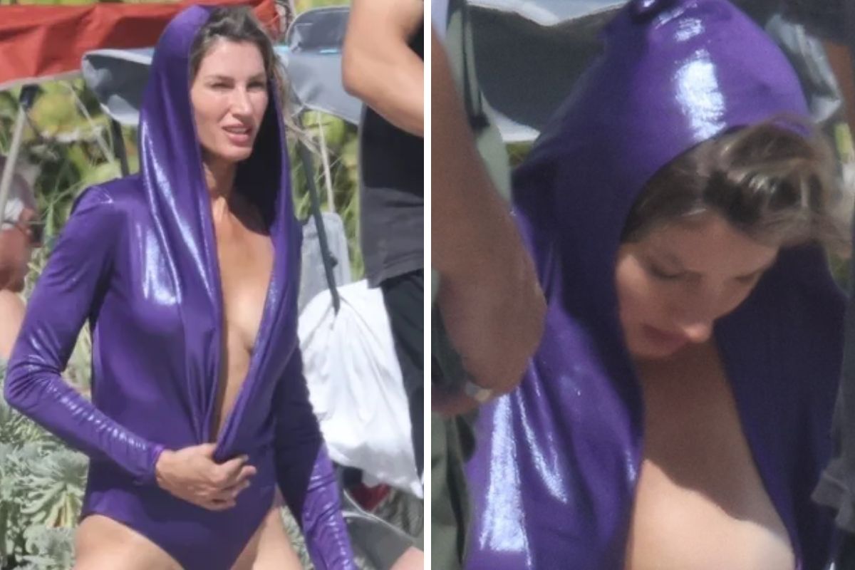 Gisele Bündchen de maiô decotado em ensaio fotográfico
