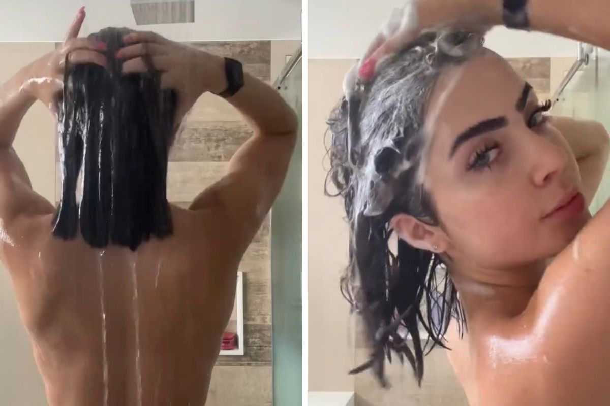 jade picon tomando banho