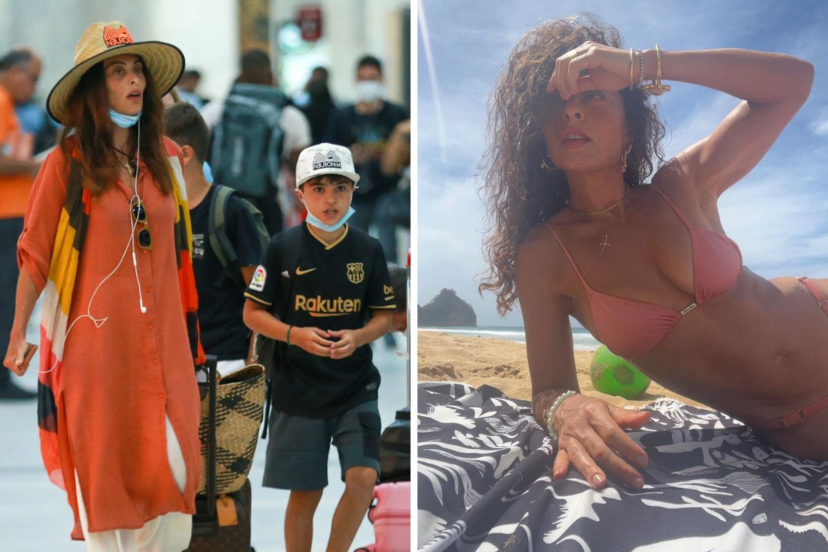 Juliana Paes com a família em aeroporto e em foto de biquíni