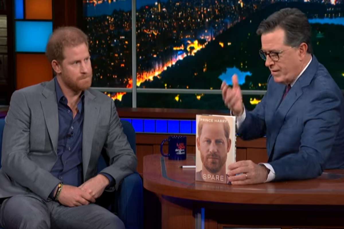 Harry com o apresentador Stephen Colbert