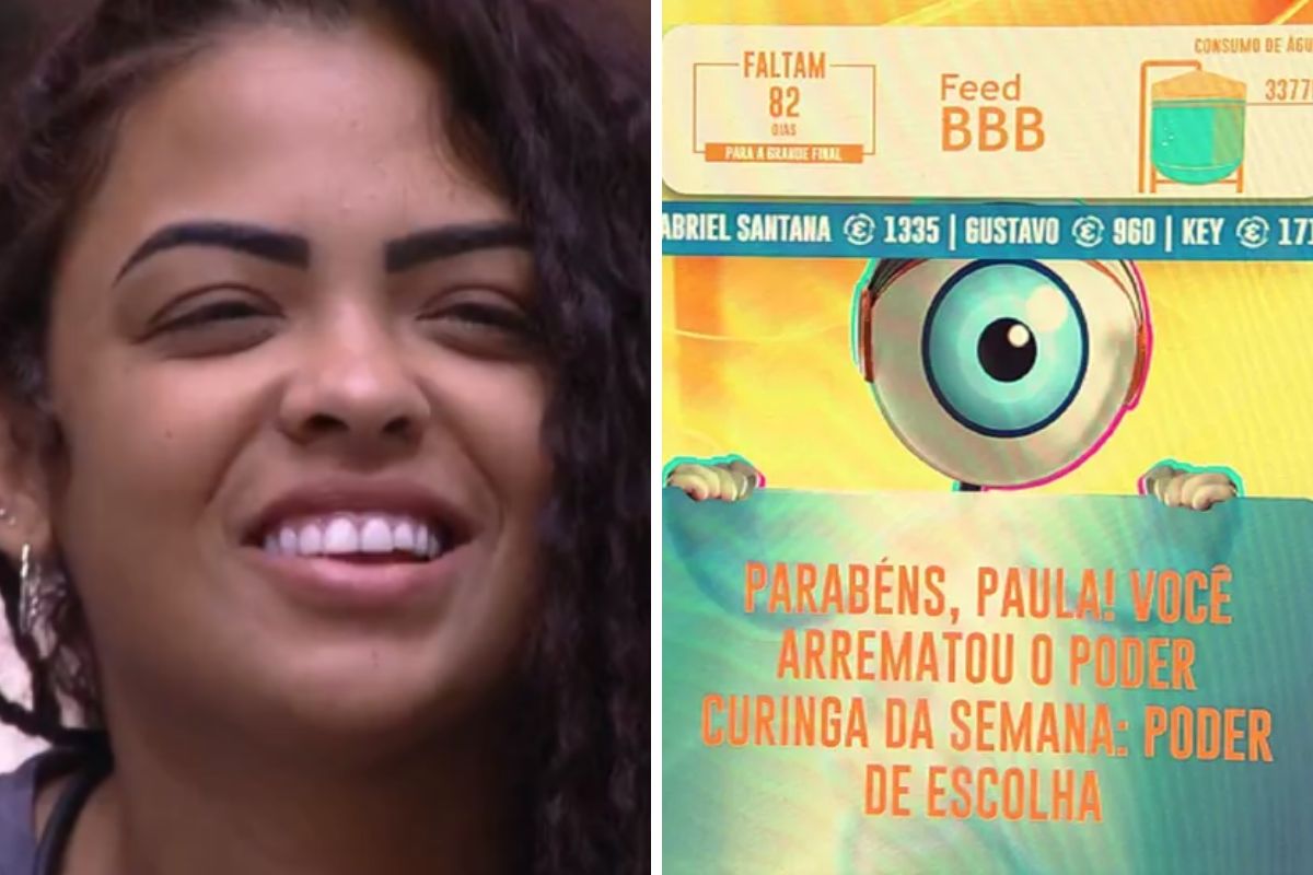 Paula e imagem do Poder Curinga no telão da sala