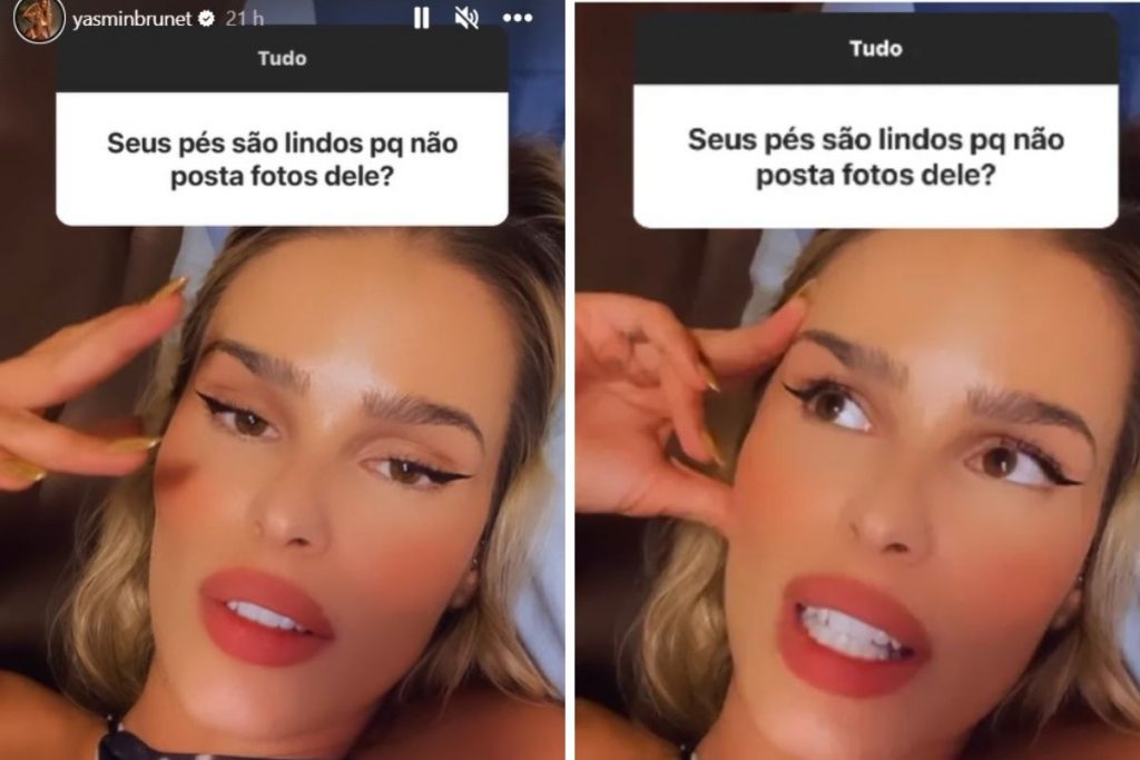 Yasmin Brunet respondendo perguntas em seu Stories