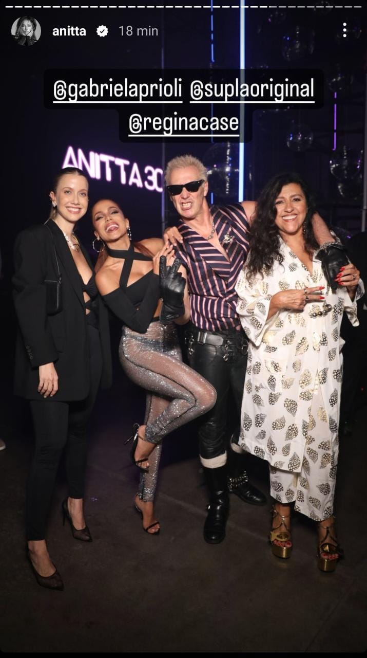 Gabriela Prioli, Regina Casé, Anitta e Supla. Foto: Reprodução/Instagram
