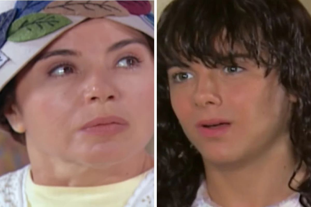 Cândida (Yeda Dantas) e Bernadette (Kayky Brito) em Chocolate Com Pimenta