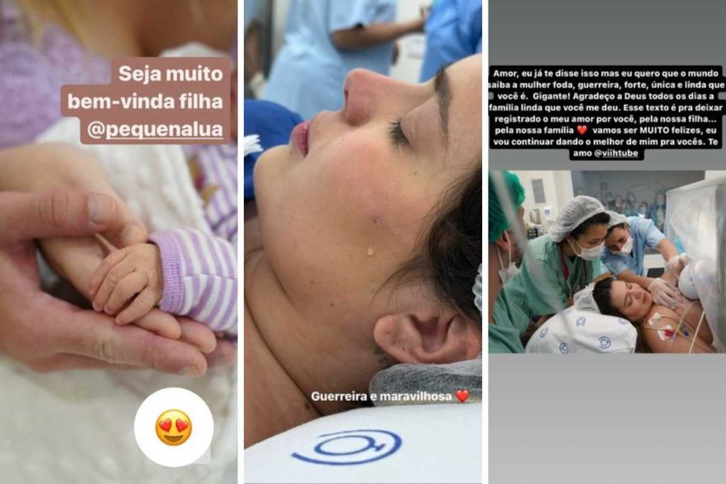 Stories de Eliezer com Lua e Viih Tube após nascimento