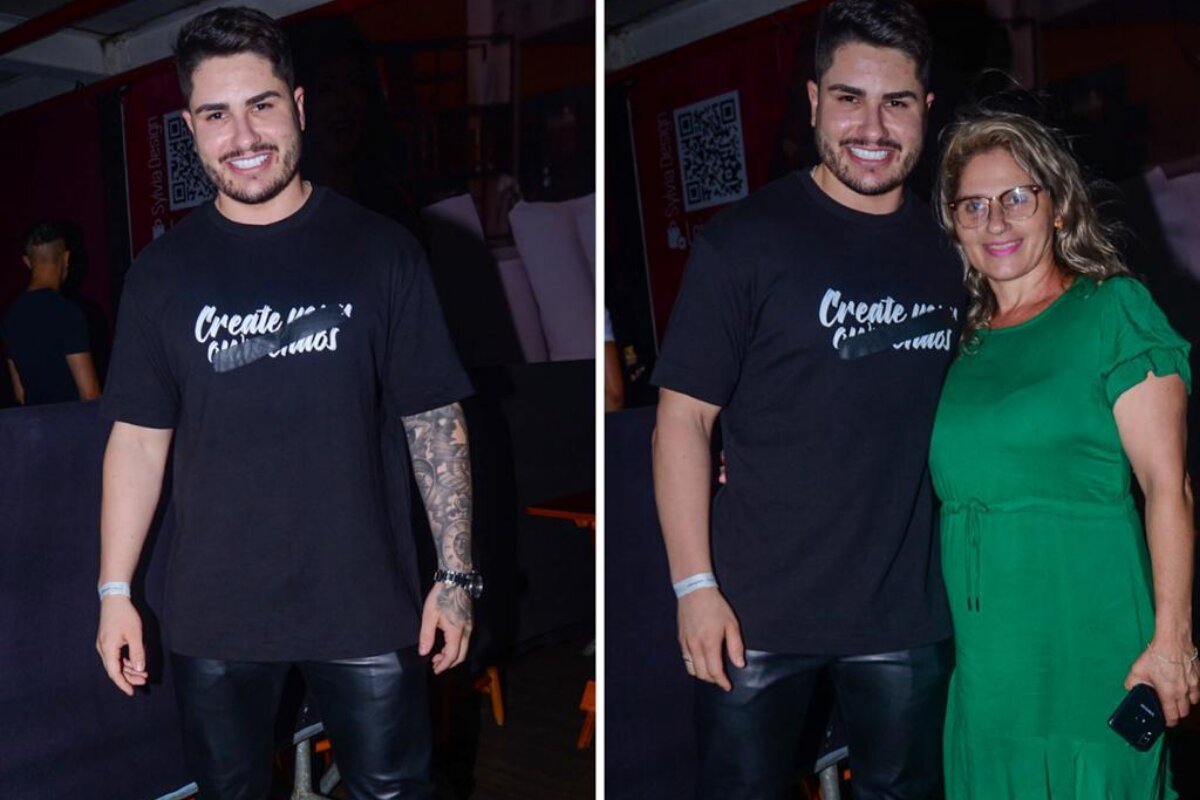 Lucas Souza e a mãe no show de Joelma