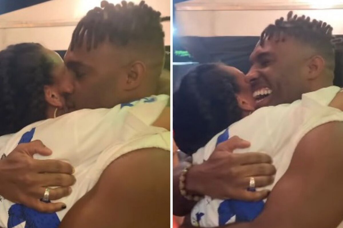 Fred Nicácio e Domitila abraçados