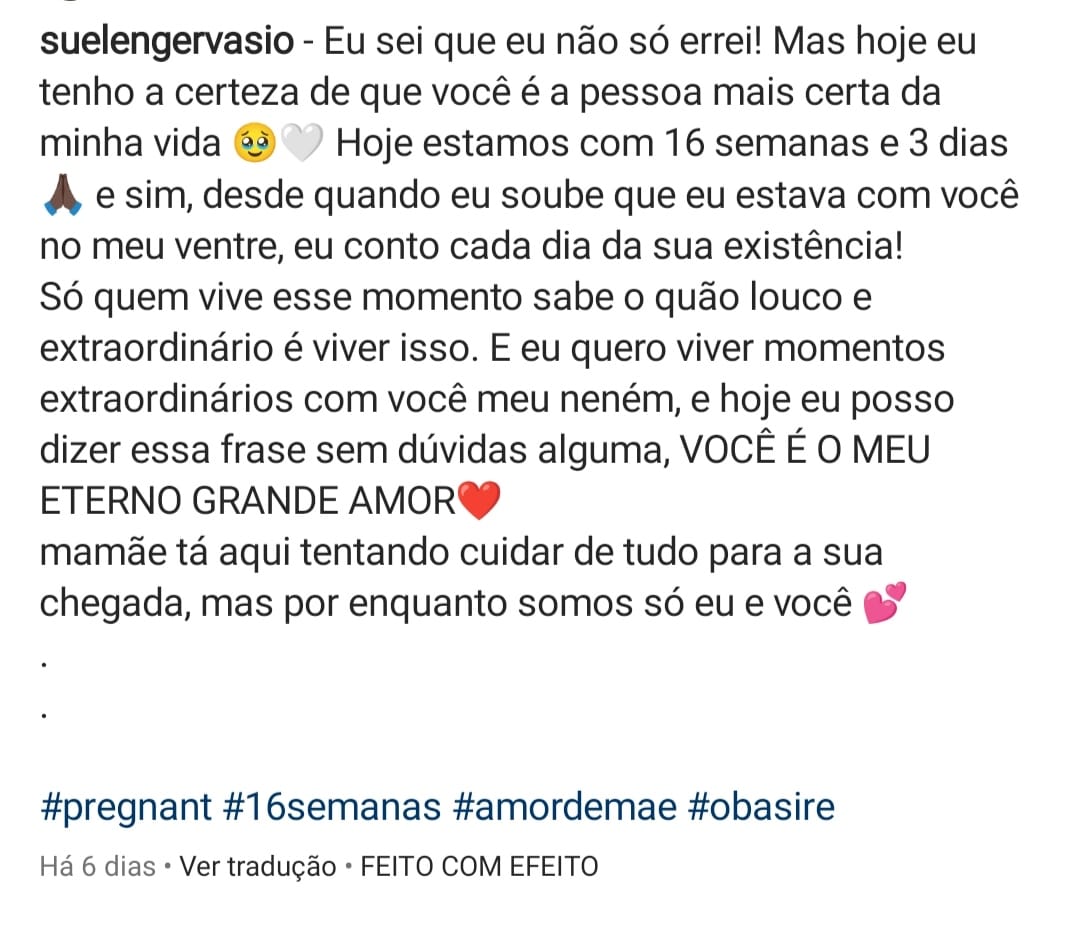 Modelo Suelen Gervasio publica vídeo falando sobre sua gestação. Foto: Reprodução/Instagram/@suelengervasio