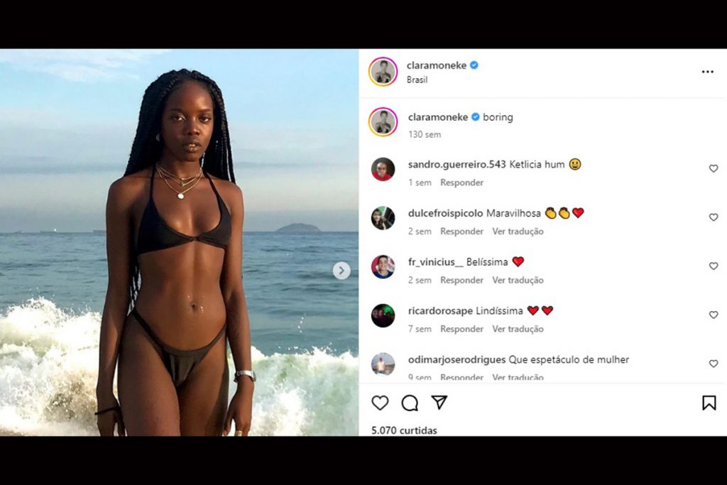 Clara Moneke sempre exibe o seu corpão nas redes sociais