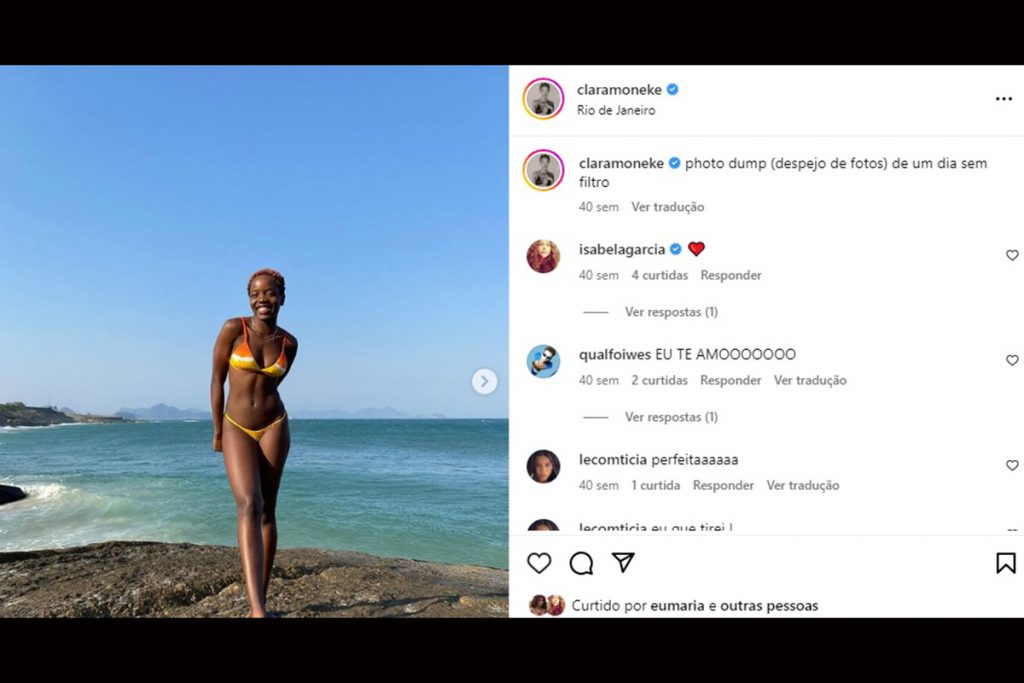 Clara Moneke curtiu um dia de praia
