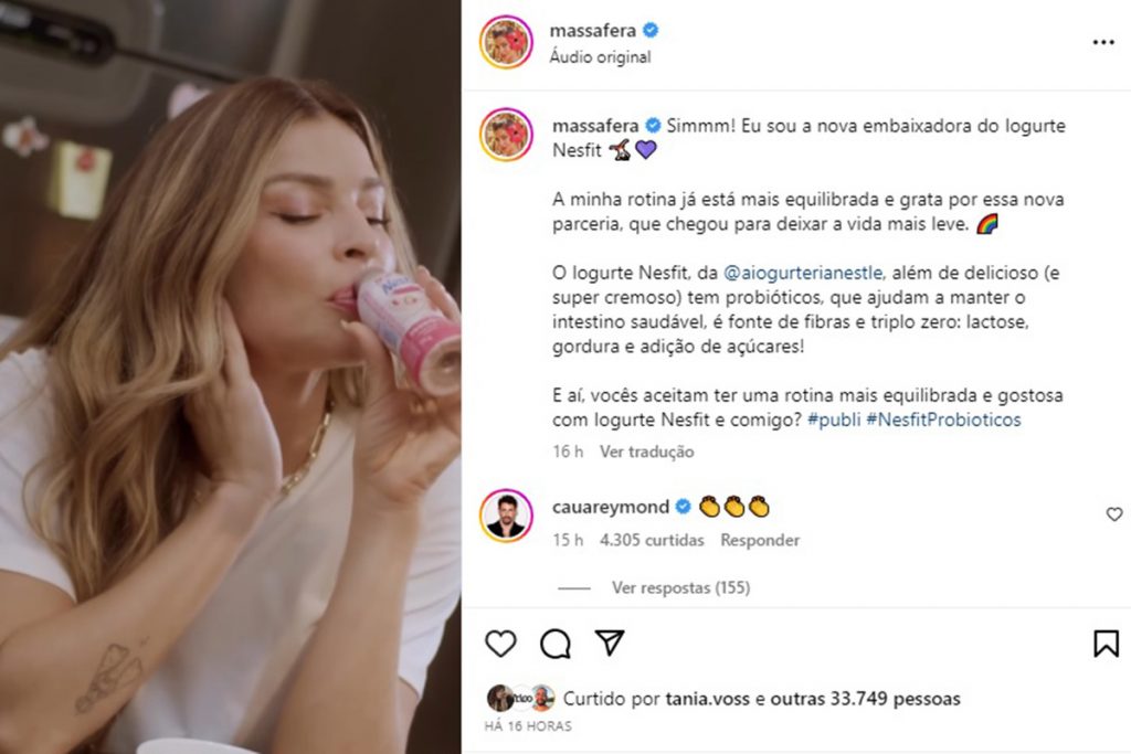 Cauã Reymond deixa comentário em post de Grazi Massafera